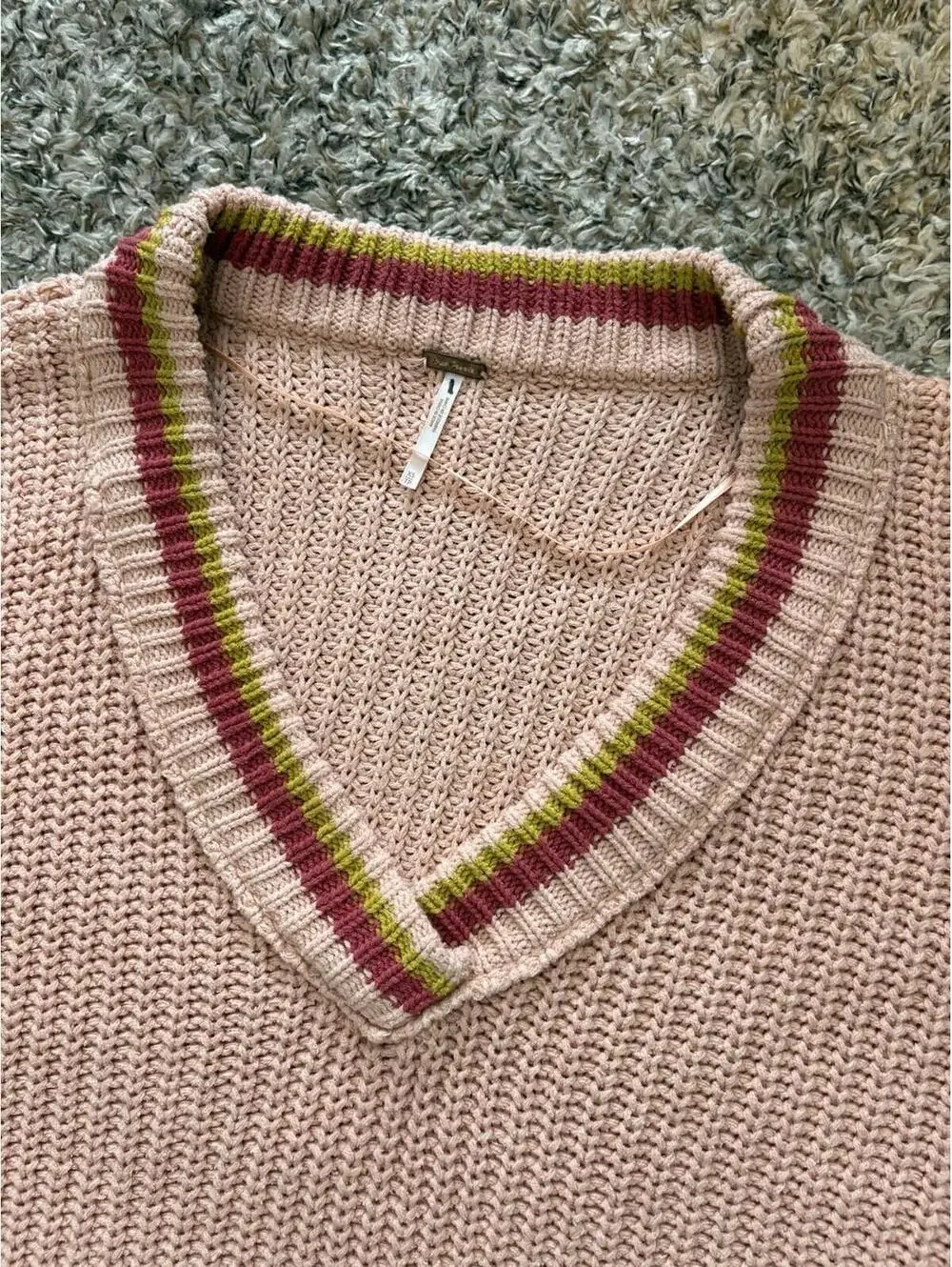 Free People Clyde Oversized Slouchy Sweater Vest Knit Coral Pink Women's Size XS - Picture 8 of 11